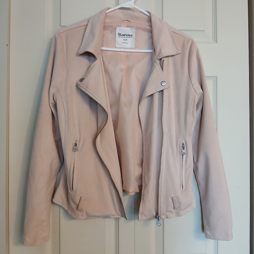 Bluenotes Soft Pink Zip Up Soft Bomber Type Jacket, Size Medium (M) - Picture 3 of 8